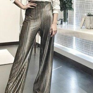 ZARA Striped Velour Palazzo Pants - Size Small - BOTTOMS ONLY